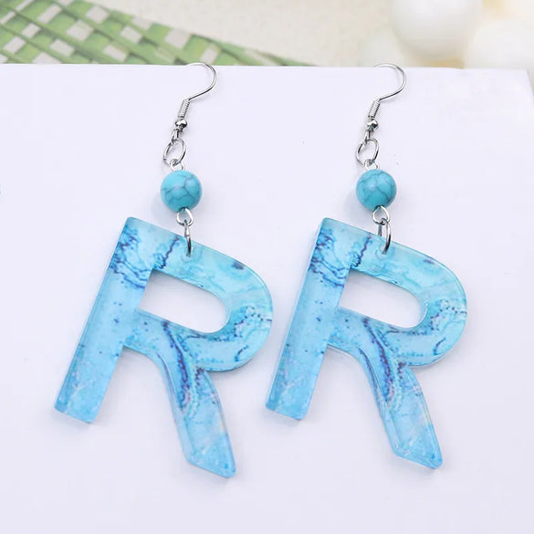1 Pair Vacation Letter Arylic Drop Earrings
