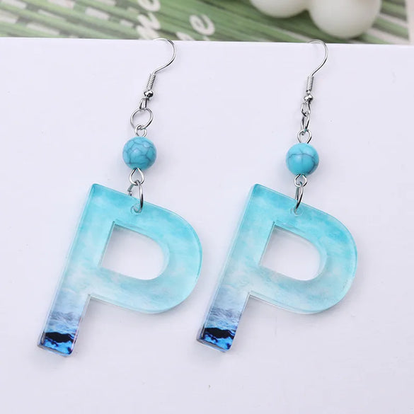 1 Pair Vacation Letter Arylic Drop Earrings