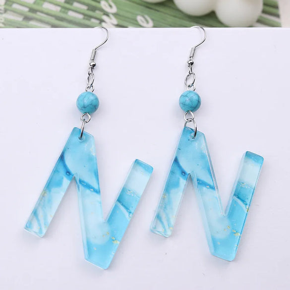 1 Pair Vacation Letter Arylic Drop Earrings