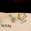 1 Pair Vacation Marine Style Beach Scallop Starfish Epoxy Plating Inlay Copper Freshwater Pearl 18K Gold Plated Ear Studs