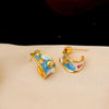 1 Pair Vacation Marine Style Beach Scallop Starfish Epoxy Plating Inlay Copper Freshwater Pearl 18K Gold Plated Ear Studs