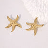 1 Pair Vacation Marine Style Beach Starfish 304 Stainless Steel 18K Gold Plated Ear Studs