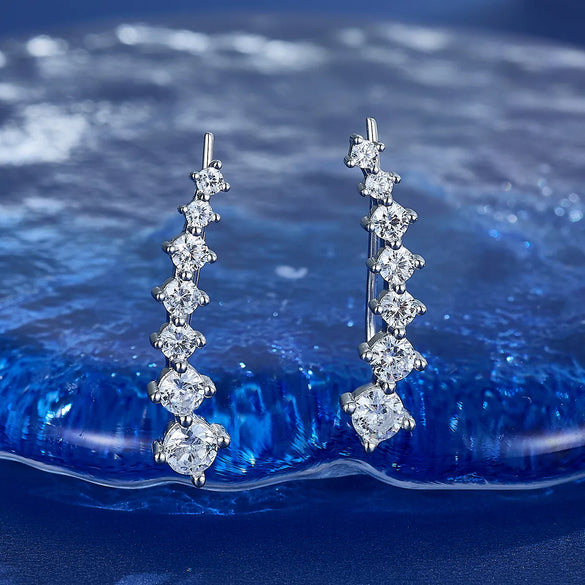 1 Pair Vacation Modern Style Classic Style Round Round Dots Inlay Sterling Silver Zircon White Gold Plated Ear Cuffs