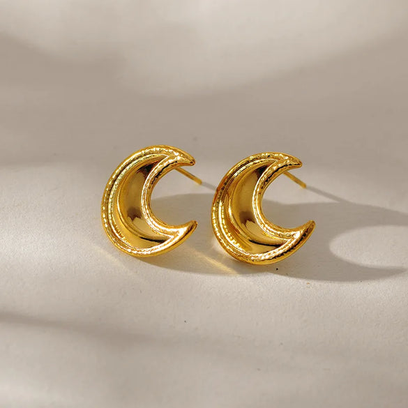 1 Pair Vacation Simple Style Classic Style Moon Shell 304 Stainless Steel Ear Studs