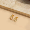 1 Pair Vintage Style Bow Knot Inlay Copper Zircon 14K Gold Plated Earrings