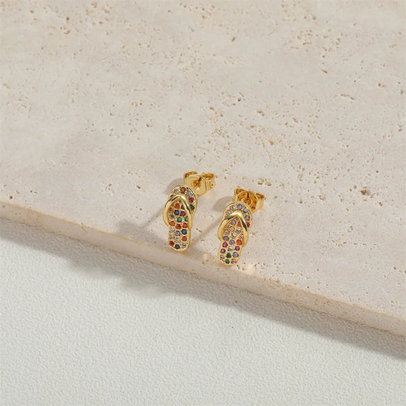 1 Pair Vintage Style Bow Knot Inlay Copper Zircon 14K Gold Plated Earrings