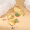 1 Pair Vintage Style Butterfly Inlay 304 Stainless Steel Natural Stone 18K Gold Plated Ear Studs