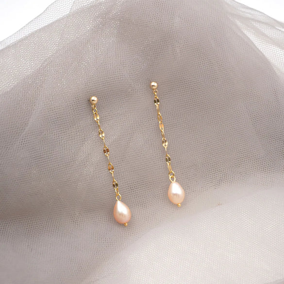 1 Pair Vintage Style Classic Style Geometric Handmade 304 Stainless Steel Freshwater Pearl Titanium Steel Gold Plated Drop Earrings