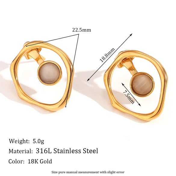 1 Pair Vintage Style Classic Style Round Plating Stainless Steel 18k Gold Plated Ear Studs