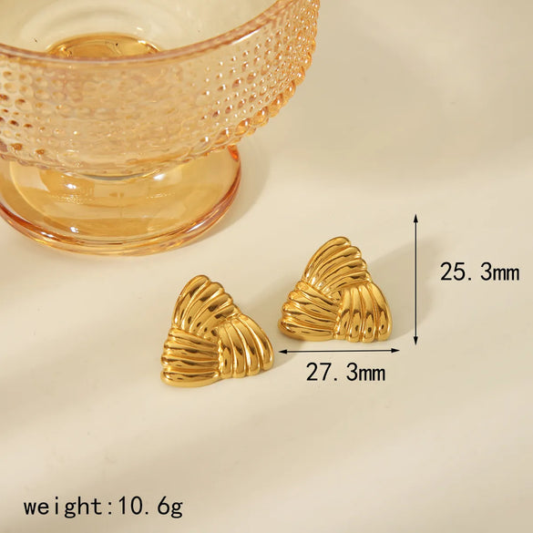 1 Pair Vintage Style Classic Style Triangle Geometric Spiral Stripe Plating 304 Stainless Steel 18K Gold Plated Ear Studs