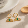 1 Pair Vintage Style Classic Style Water Droplets Inlay 304 Stainless Steel Malay Jade 18K Gold Plated Drop Earrings