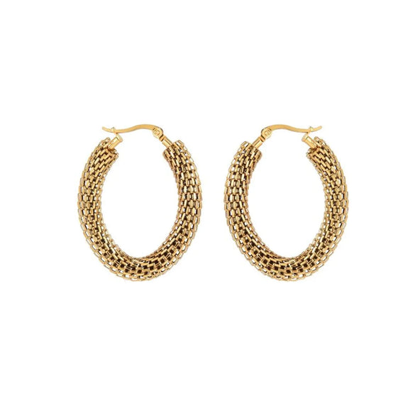 1 Pair Vintage Style Commute Circle Plating Hollow Out Stainless Steel 18K Gold Plated Hoop Earrings
