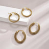 1 Pair Vintage Style Commute Circle Plating Hollow Out Stainless Steel 18K Gold Plated Hoop Earrings