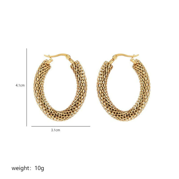 1 Pair Vintage Style Commute Circle Plating Hollow Out Stainless Steel 18K Gold Plated Hoop Earrings