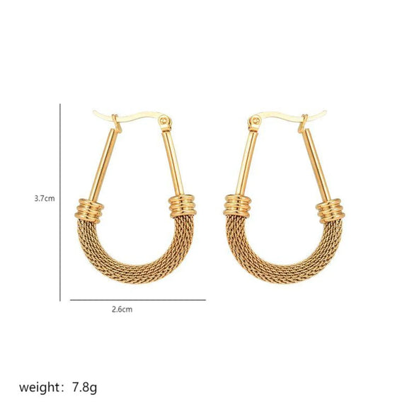 1 Pair Vintage Style Commute Circle Plating Hollow Out Stainless Steel 18K Gold Plated Hoop Earrings