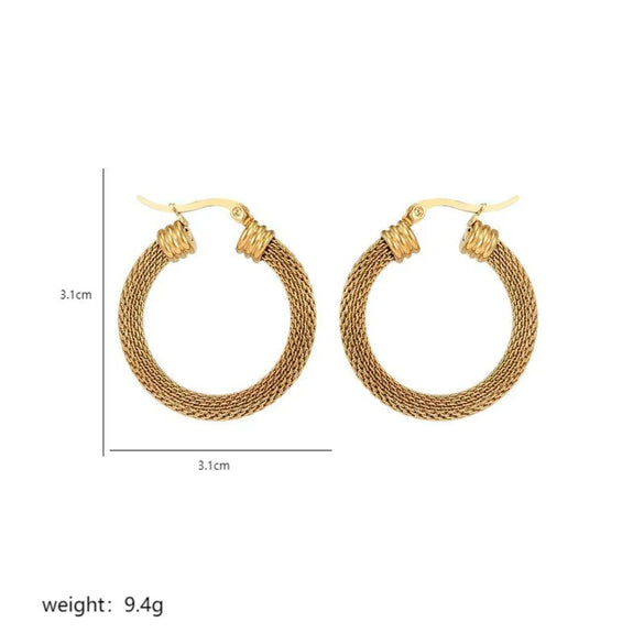 1 Pair Vintage Style Commute Circle Plating Hollow Out Stainless Steel 18K Gold Plated Hoop Earrings