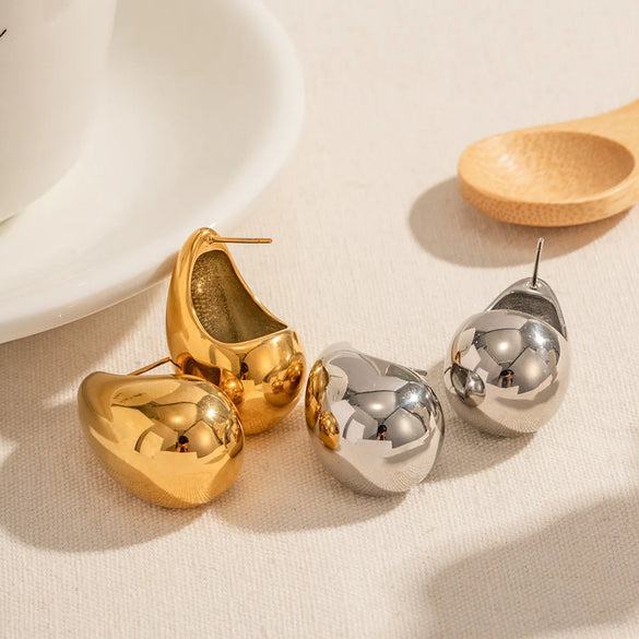 1 Pair Vintage Style Commute Water Droplets Plating 304 Stainless Steel 18K Gold Plated Ear Studs