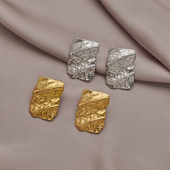 1 Pair Vintage Style Exaggerated Asymmetrical Quadrilateral Flower Plating Inlay 304 Stainless Steel Artificial Pearls 18K Gold Plated Ear Studs