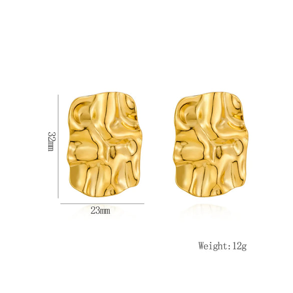 1 Pair Vintage Style Exaggerated Asymmetrical Quadrilateral Flower Plating Inlay 304 Stainless Steel Artificial Pearls 18K Gold Plated Ear Studs