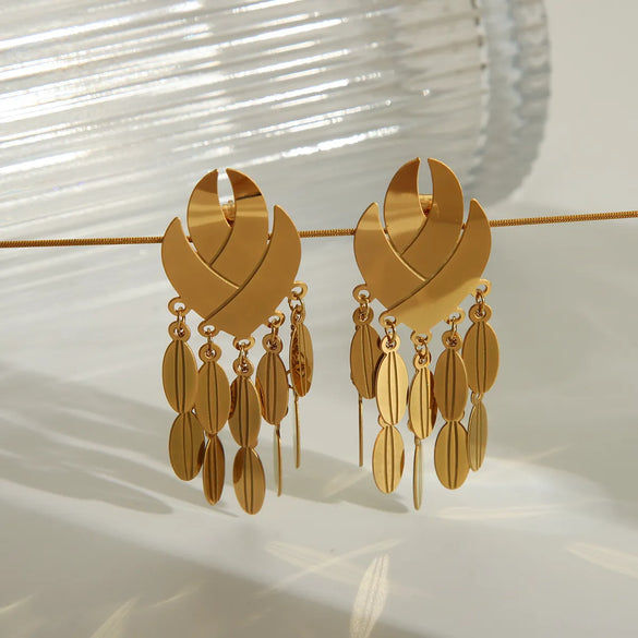 1 Pair Vintage Style Exaggerated Simple Style Flower Butterfly Plating Hollow Out 304 Stainless Steel 18K Gold Plated Drop Earrings