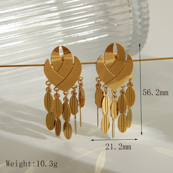 1 Pair Vintage Style Exaggerated Simple Style Flower Butterfly Plating Hollow Out 304 Stainless Steel 18K Gold Plated Drop Earrings