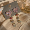 1 Pair Vintage Style Exaggerated Simple Style Heart Shape Plating Inlay Alloy Zircon Gold Plated Drop Earrings