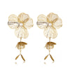 1 Pair Vintage Style Flower Plating 304 Stainless Steel Artificial Pearls 14K Gold Plated