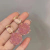 1 Pair Vintage Style Flower Plating Inlay Alloy Resin Glass Gold Plated Drop Earrings
