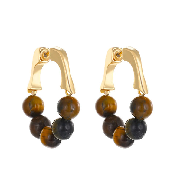 1 Pair Vintage Style French Style Round Beaded Imitation Pearl Alloy Turquoise Earrings