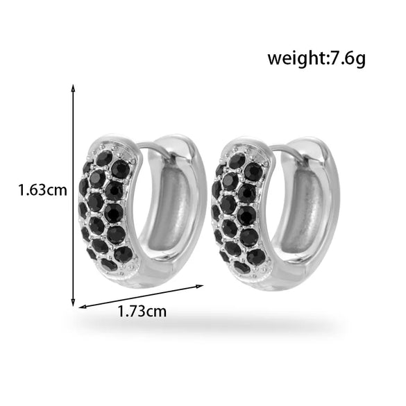 1 Pair Vintage Style French Style Simple Style C Shape Round Heart Shape Plating Inlay 304 Stainless Steel Zircon Earrings