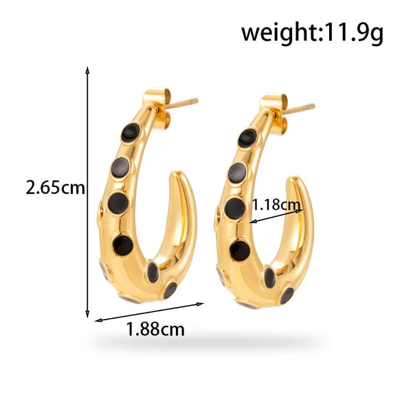 1 Pair Vintage Style French Style Simple Style C Shape Round Heart Shape Plating Inlay 304 Stainless Steel Zircon Earrings