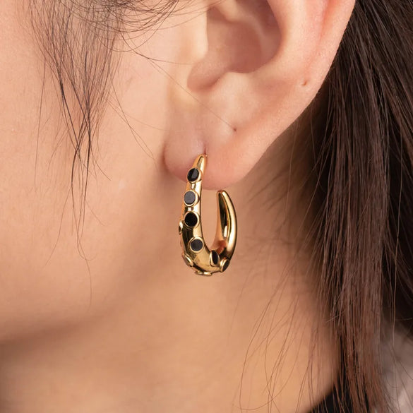 1 Pair Vintage Style French Style Simple Style C Shape Round Heart Shape Plating Inlay 304 Stainless Steel Zircon Earrings