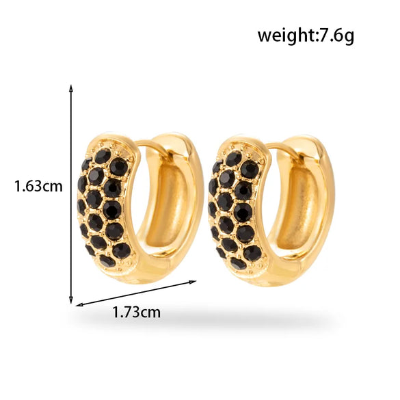 1 Pair Vintage Style French Style Simple Style C Shape Round Heart Shape Plating Inlay 304 Stainless Steel Zircon Earrings