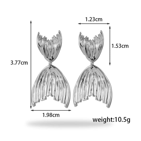 1 Pair Vintage Style French Style Simple Style Heart Shape Ginkgo Leaf Fish Tail Plating 304 Stainless Steel Drop Earrings