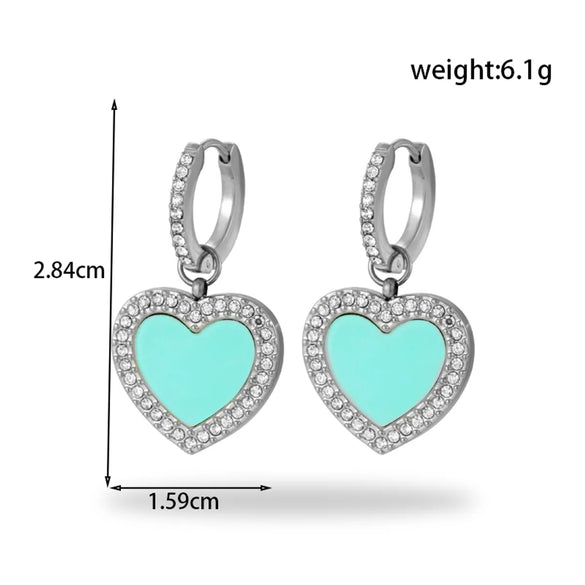1 Pair Vintage Style French Style Simple Style Heart Shape Plating Inlay Stainless Steel Zircon 18k Gold Plated Drop Earrings
