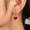 1 Pair Vintage Style French Style Simple Style Oil Painting Heart Shape 304 Stainless Steel Zircon Drop Earrings Ear Studs