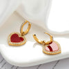1 Pair Vintage Style French Style Simple Style Oil Painting Heart Shape 304 Stainless Steel Zircon Drop Earrings Ear Studs
