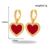 1 Pair Vintage Style French Style Simple Style Oil Painting Heart Shape 304 Stainless Steel Zircon Drop Earrings Ear Studs