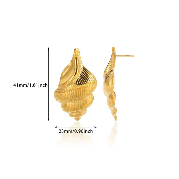 1 Pair Vintage Style French Style Starfish Conch Shell Plating 304 Stainless Steel Ear Studs