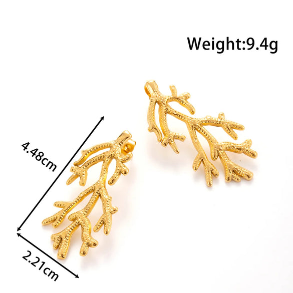 1 Pair Vintage Style French Style Sun Starfish Ginkgo Leaf 304 Stainless Steel Ear Studs