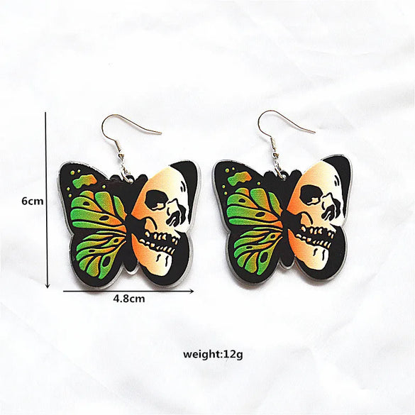 1 Pair Vintage Style Funny Butterfly Arylic Metal Drop Earrings