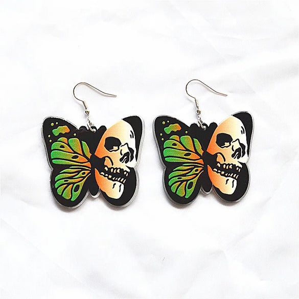 1 Pair Vintage Style Funny Butterfly Arylic Metal Drop Earrings