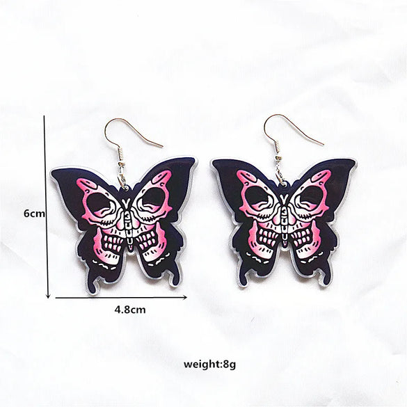1 Pair Vintage Style Funny Butterfly Arylic Metal Drop Earrings
