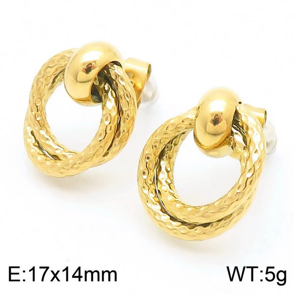 1 Pair Vintage Style Geometric Plating 304 Stainless Steel 18K Gold Plated Ear Studs