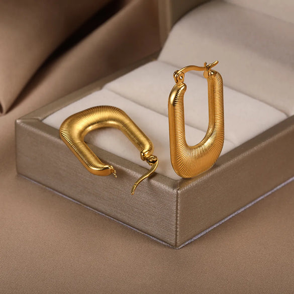 1 Pair Vintage Style Geometric Plating Stainless Steel 18k Gold Plated Earrings