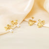 1 Pair Vintage Style Heart Shape Bow Knot 304 Stainless Steel 18K Gold Plated Drop Earrings