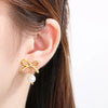 1 Pair Vintage Style Heart Shape Bow Knot 304 Stainless Steel 18K Gold Plated Drop Earrings