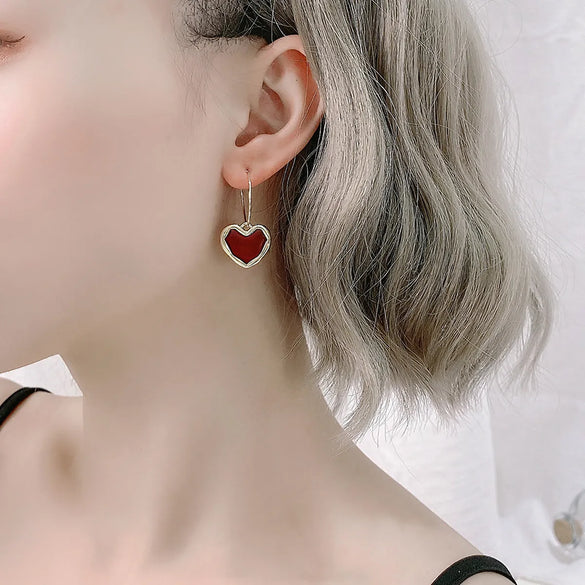 1 Pair Vintage Style Heart Shape Copper Plating 14k Gold Plated Drop Earrings