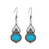 1 Pair Vintage Style Heart Shape Inlay Alloy Turquoise Silver Plated Drop Earrings