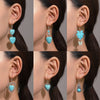 1 Pair Vintage Style Heart Shape Inlay Alloy Turquoise Silver Plated Drop Earrings